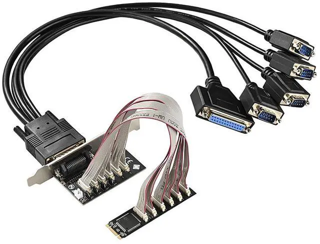 Main image of M.2 (B+M Key) to 4-Port RS232 Serial Card + 1 Parallel Port Expansion Card, WCH384 Chip Industrial Controller Adapter PCIe M.2 to DB9 RS232 and DB25 Parallel Interface