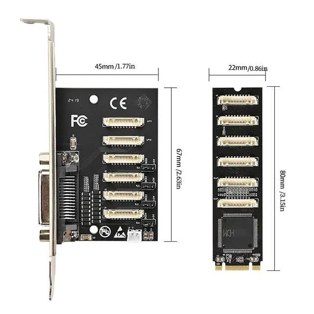 Alt view image 4 of 7 - M.2 (B+M Key) to 4-Port RS232 Serial Card + 1 Parallel Port Expansion Card, WCH384 Chip Industrial Controller Adapter PCIe M.2 to DB9 RS232 and DB25 Parallel Interface