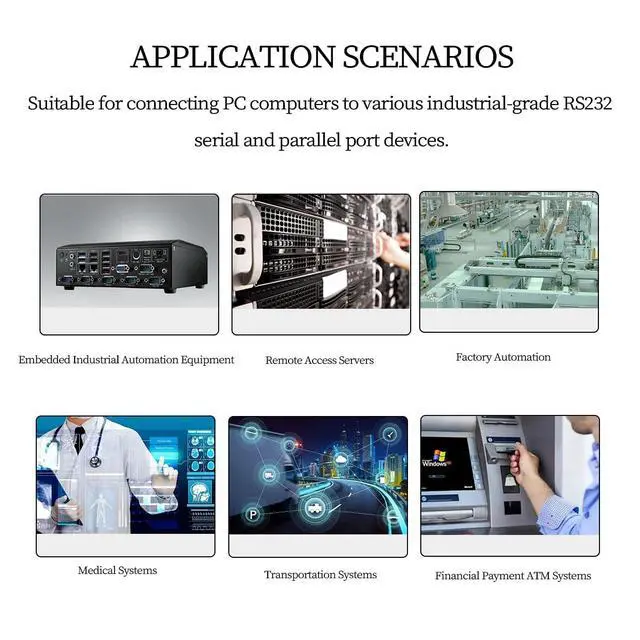 Alt view image 6 of 7 - M.2 (B+M Key) to 4-Port RS232 Serial Card + 1 Parallel Port Expansion Card, WCH384 Chip Industrial Controller Adapter PCIe M.2 to DB9 RS232 and DB25 Parallel Interface
