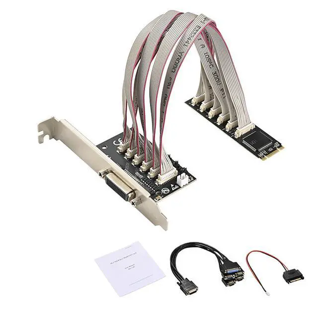 Alt view image 7 of 7 - M.2 (B+M Key) to 4-Port RS232 Serial Card + 1 Parallel Port Expansion Card, WCH384 Chip Industrial Controller Adapter PCIe M.2 to DB9 RS232 and DB25 Parallel Interface
