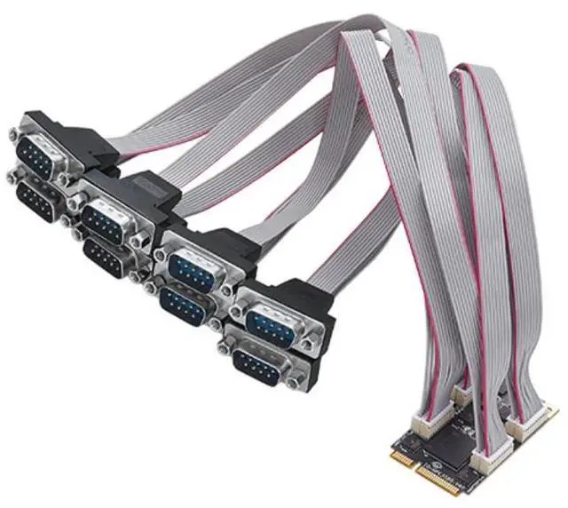 Main image of Mini PCIe to 8-Port RS232 Serial Card Industrial COM Port Expansion Adapter with 8 DB9 Outputs, 15KV ESD Protection, Wide Temperature Range -40°C~85°C, Compatible with Windows/Linux Systems