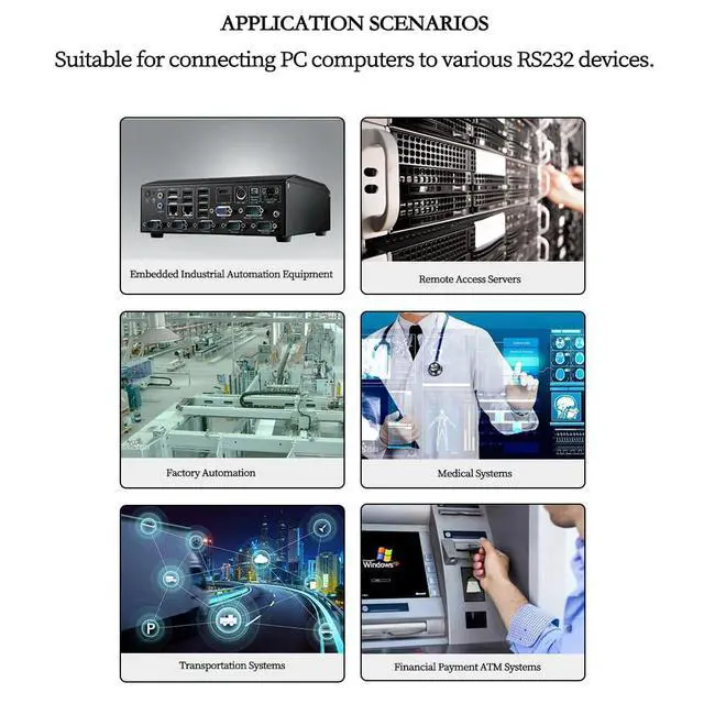 Alt view image 6 of 7 - Mini PCIe to 8-Port RS232 Serial Card Industrial COM Port Expansion Adapter with 8 DB9 Outputs, 15KV ESD Protection, Wide Temperature Range -40°C~85°C, Compatible with Windows/Linux Systems