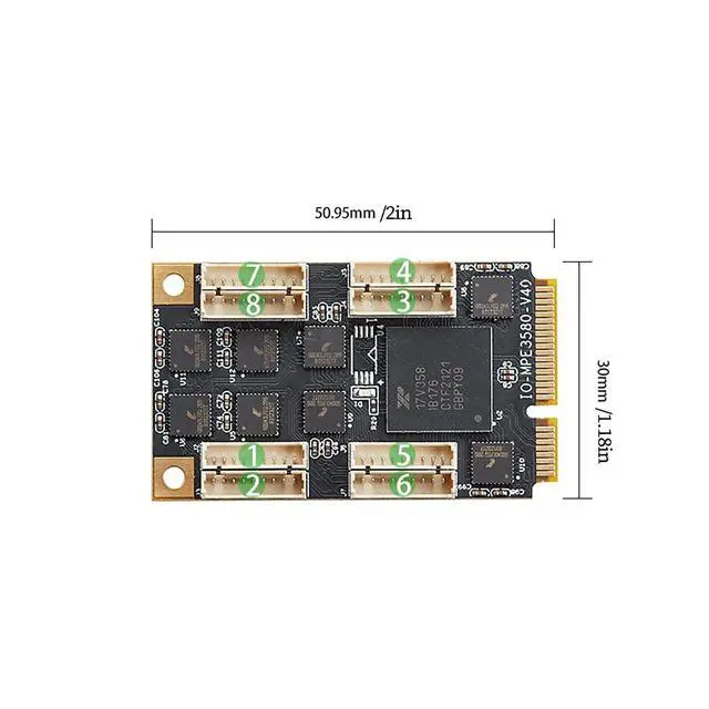 Alt view image 5 of 7 - Mini PCIe to 8-Port RS232 Serial Card Industrial COM Port Expansion Adapter with 8 DB9 Outputs, 15KV ESD Protection, Wide Temperature Range -40°C~85°C, Compatible with Windows/Linux Systems