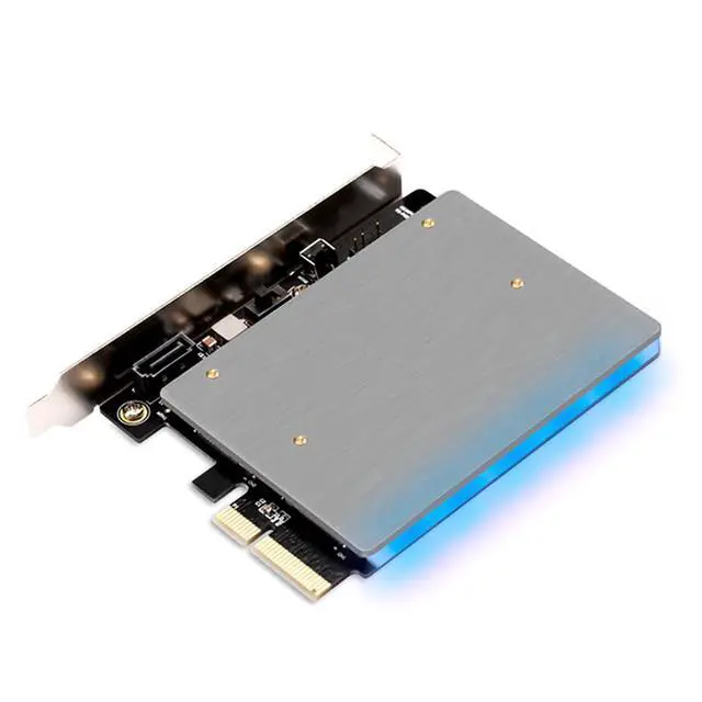 Alt view image 3 of 7 - M.2 NVMe & SATA SSD to PCIe 3.0 x4 Expansion Card RGB Adapter with Aluminum Heatsink, Supports 2230/2242/2260/2280 SSDs, High-Speed Gaming Storage Upgrade