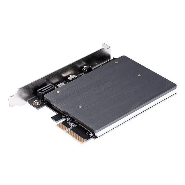 Alt view image 4 of 7 - M.2 NVMe & SATA SSD to PCIe 3.0 x4 Expansion Card RGB Adapter with Aluminum Heatsink, Supports 2230/2242/2260/2280 SSDs, High-Speed Gaming Storage Upgrade