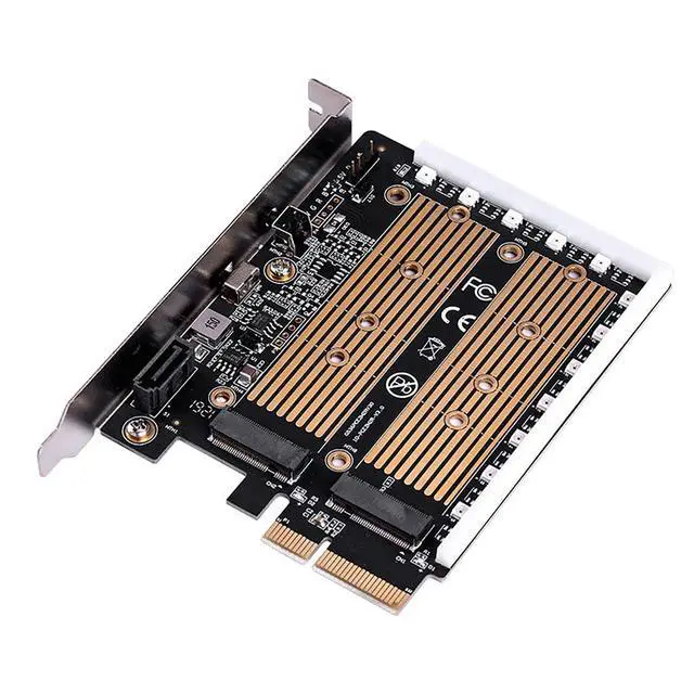 Alt view image 5 of 7 - M.2 NVMe & SATA SSD to PCIe 3.0 x4 Expansion Card RGB Adapter with Aluminum Heatsink, Supports 2230/2242/2260/2280 SSDs, High-Speed Gaming Storage Upgrade