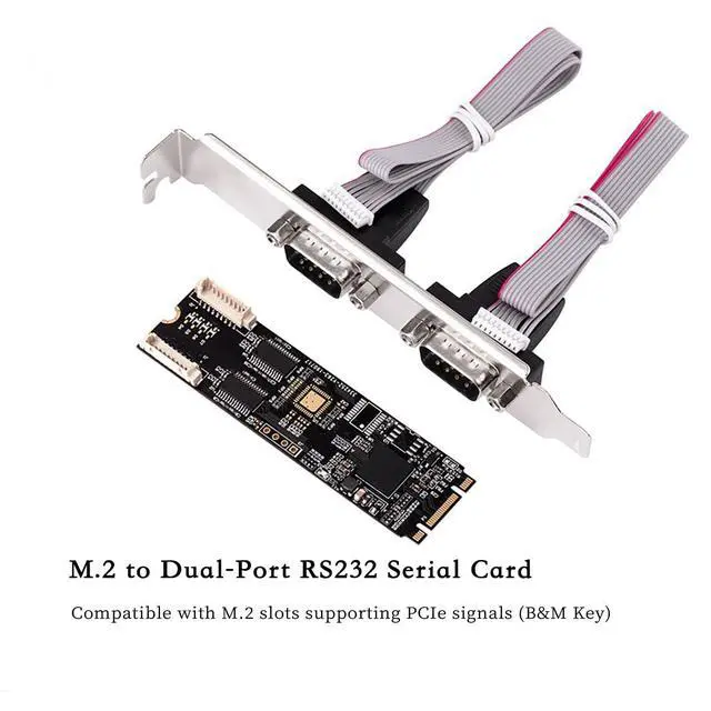 Alt view image 5 of 7 - M.2 (Key M/B) to Dual RS232 Serial Port Adapter Card 2-Port COM DB9 Expansion Card, PCIe 2.0 Gen1 x1 Interface, Industrial-Grade Converter Compatible with Terminal & Embedded Systems