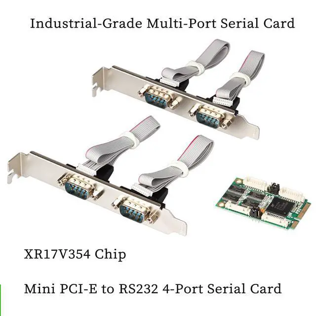 Alt view image 4 of 7 - Mini PCIe to 4-Port RS232 Serial Card, Industrial-Grade DB9 COM Expansion Adapter Mini PCI Express to RS-232 Converter, -40°C~+85°C Working Temperature