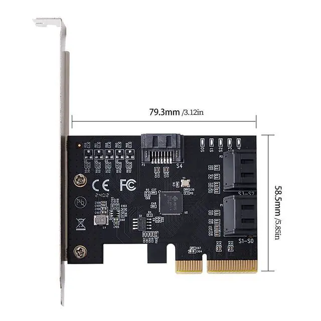 Alt view image 5 of 7 - PCIe x4 to 5-Port SATA3.0 6Gbps Expansion Card IO-PCE585S-5IPCIe 3.0 SATA Controller Adapter Supports Bootable System, Compatible with Desktop, Server, Industrial PC, DVR/NVR Systems