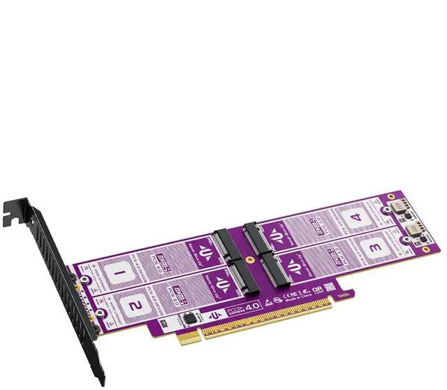 Main image of AU-P599 PCIe 4.0 X16 to 4Bay NVMe SSD Expansion Card, 64Gbps M.2 Adapter, Gold-Plated PCB, High Speed RAID0 NVMe to PCI Express Converter for Desktop