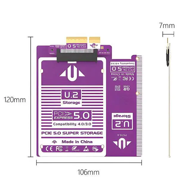 Alt view image 2 of 5 - PCIe to U.2 U.3 NVMe SSD Adapter Card 128Gbps / 64Gbps Expansion Board with Gold-Plated Connector, Stable Signal, High-Efficiency Heat Dissipation (P579)