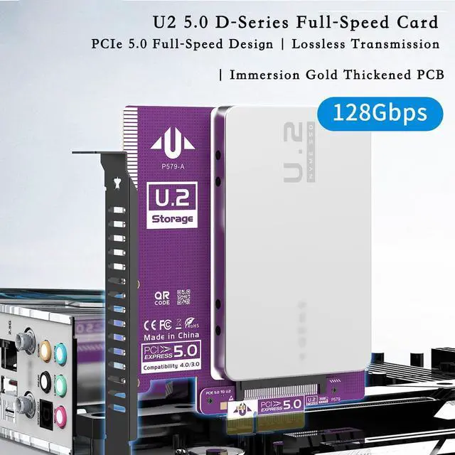 Alt view image 3 of 5 - PCIe to U.2 U.3 NVMe SSD Adapter Card 128Gbps / 64Gbps Expansion Board with Gold-Plated Connector, Stable Signal, High-Efficiency Heat Dissipation (P579)