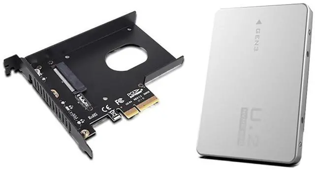 Main image of PCIe X4 x16 to U.2 NVMe Adapter Card 32Gbps/64Gbps High Speed Expansion Support U.2 SSD Compatible with PCIe X4 X8 X16 Slots (PCIE 3.0 X4 Card+Enclosure)