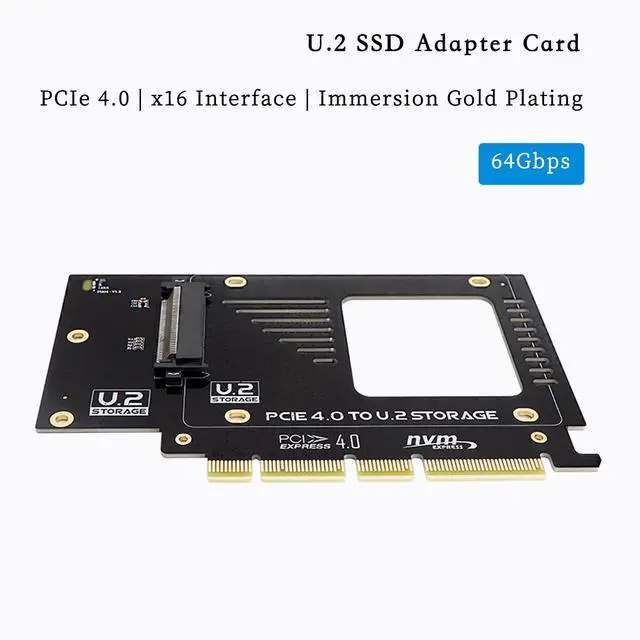 Alt view image 3 of 5 - PCIe X4 x16 to U.2 NVMe Adapter Card 32Gbps/64Gbps High Speed Expansion Support U.2 SSD Compatible with PCIe X4 X8 X16 Slots (PCIE 4.0 X16 Card)