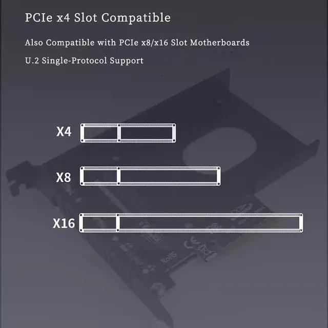 Alt view image 4 of 7 - PCIe X4 x16 to U.2 NVMe Adapter Card 32Gbps/64Gbps High Speed Expansion Support U.2 SSD Compatible with PCIe X4 X8 X16 Slots (PCIE 3.0 X4 Card)