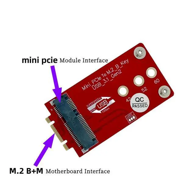 Alt view image 3 of 7 - M.2 Key B+M to Mini PCIe Adapter Board 4G/5G Cellular Modem Converter with USB 2.0 USB3.1 Support, Compatible with RG200U-CN, SRM815, SRM810
