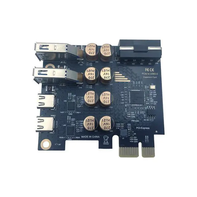 Alt view image 3 of 7 - PCIe to USB 3.0 + USB-C Expansion Card 5Gbps 1 to 4 Desktop Adapter with D720201 Controller, 4-Port Splitter (4-Pin Power Port)