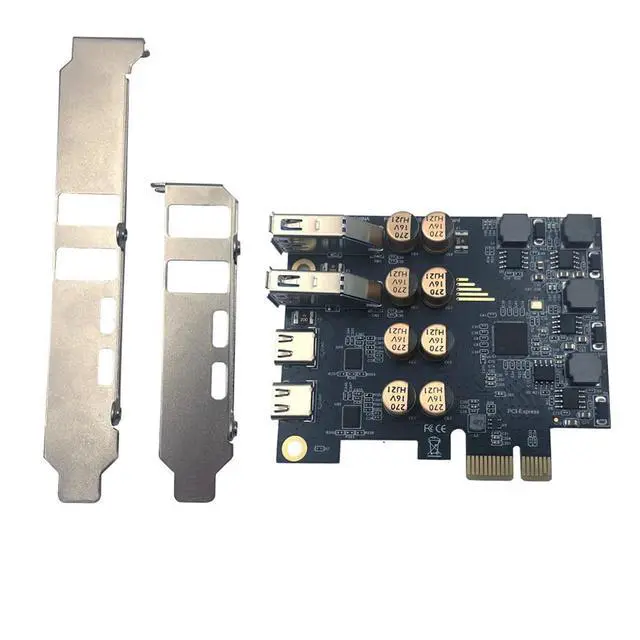 Alt view image 2 of 6 - PCIe to USB 3.0 + USB-C Expansion Card 5Gbps 1 to 4 Desktop Adapter with D720201 Controller, 4-Port Splitter (No Power Port Version)