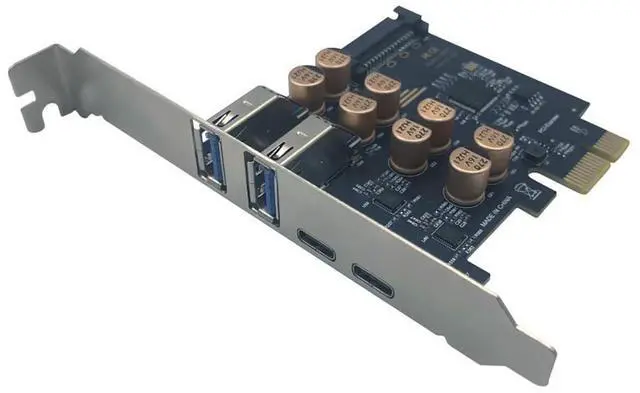 Main image of PCIe to USB 3.0 + USB-C Expansion Card 5Gbps 1 to 4 Desktop Adapter with D720201 Controller, 4-Port Splitter (SATA Power Port)