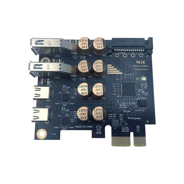 Alt view image 3 of 7 - PCIe to USB 3.0 + USB-C Expansion Card 5Gbps 1 to 4 Desktop Adapter with D720201 Controller, 4-Port Splitter (SATA Power Port)