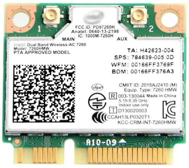 Main image of 7260HMW Mini PCIe WiFi Card for PC Laptop, Dual Band Wireless-AC 7260, Bluetooth 802.11ac, Compatible with Windows 7/8/10