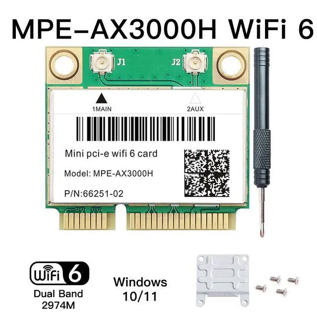 Alt view image 2 of 7 - WiFi 6 Card MPE-AX3000H Dual-Band 2.4GHz & 5GHz BT 5.2 160MHz Channel Half Mini PCIe Up to 574Mbps (2.4GHz) + 2.4Gbps (5GHz) Compatible with Windows 10/11 64-bit Low Latency for Gaming/Streaming