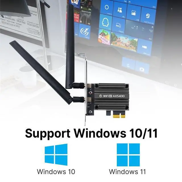 Alt view image 5 of 7 - WiFi 6E PCIe Card AX5400 BT5.3 6GHz Tri-Band Low Profile Desktop Win 10 11 | MT7922 Chipset, High-Gain 6dBi Antennas, WPA3 Encrypted, Fits All PCIe Slots, Bluetooth Cable Included