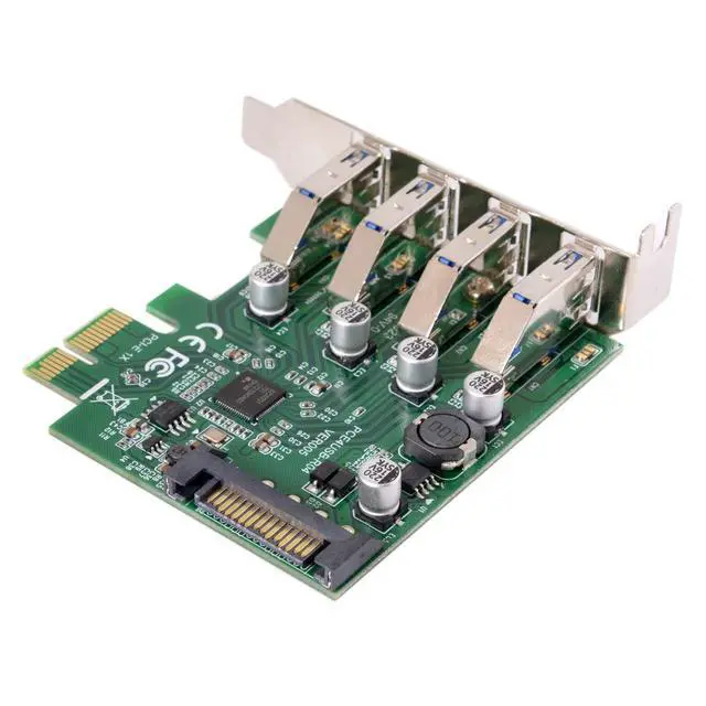Alt view image 4 of 7 - Low Profile 4 Ports PCI-E to USB 3.0 HUB PCI Express Expansion Card Adapter 5Gbps for Motherboard