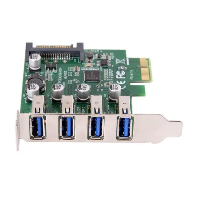 Alt view image 6 of 7 - Low Profile 4 Ports PCI-E to USB 3.0 HUB PCI Express Expansion Card Adapter 5Gbps for Motherboard