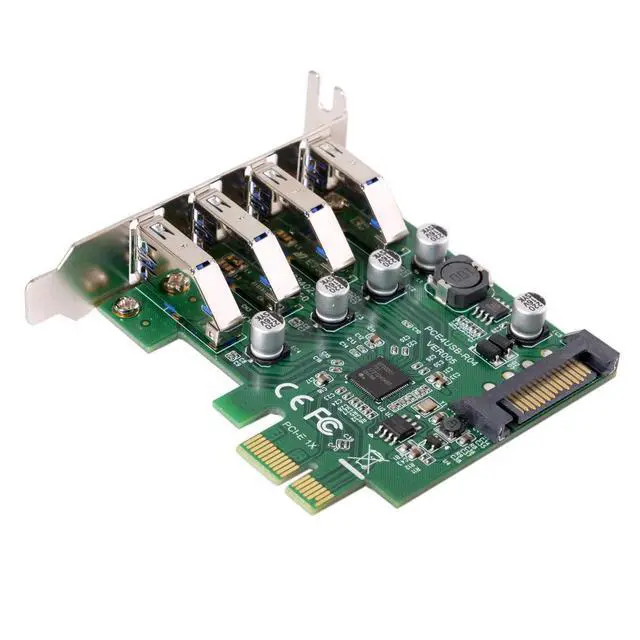 Alt view image 5 of 7 - Low Profile 4 Ports PCI-E to USB 3.0 HUB PCI Express Expansion Card Adapter 5Gbps for Motherboard