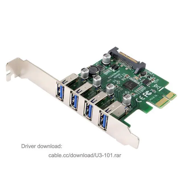 Alt view image 7 of 7 - Low Profile 4 Ports PCI-E to USB 3.0 HUB PCI Express Expansion Card Adapter 5Gbps for Motherboard
