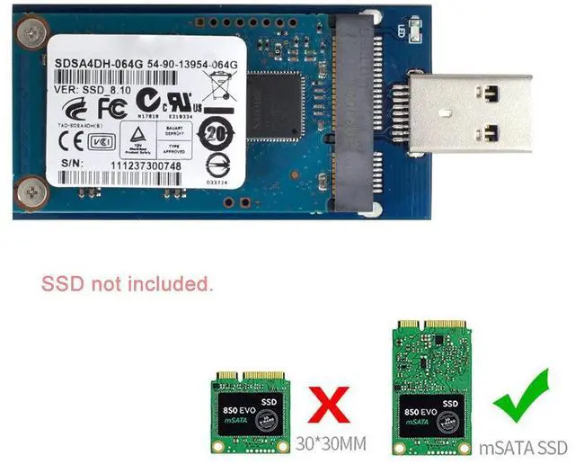 Alt view image 7 of 7 - Mini PCI-E mSATA to USB 3.0 External SSD PCBA Conveter Adapter Card with Enclosure