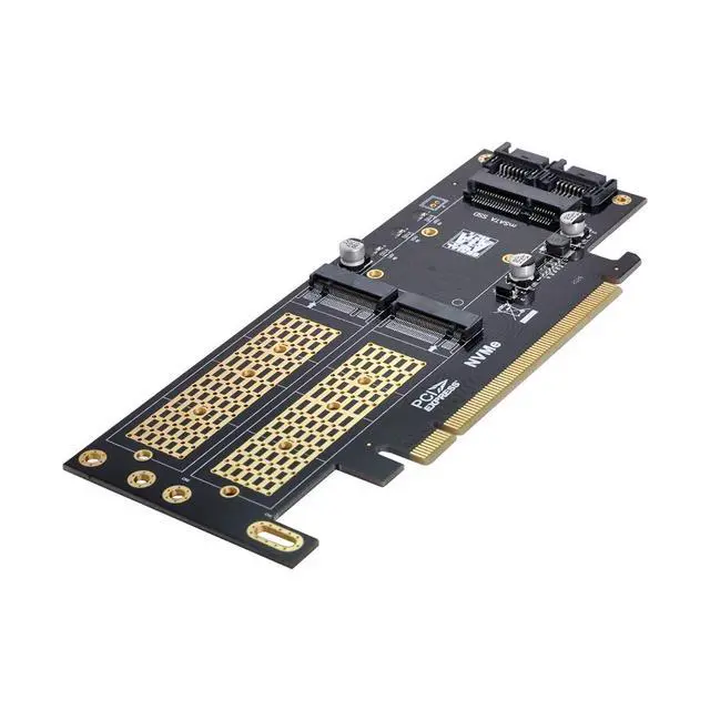 Alt view image 4 of 6 - PCI Express PCI-E 3.0 & Dual SATA to NGFF NVME MSATA M-Key B/M-Key SSD Card Adapter 3in1