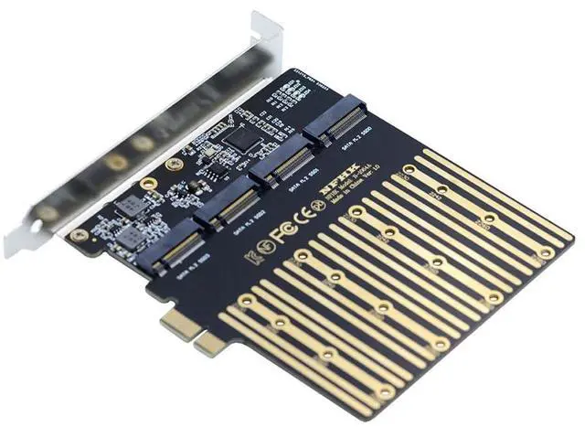 Main image of PCI-E 1X to Four NGFF B/M-Key SSD Mainboard Desktop Adapter Converter SSD Card Compatible with 4x/8x/16x