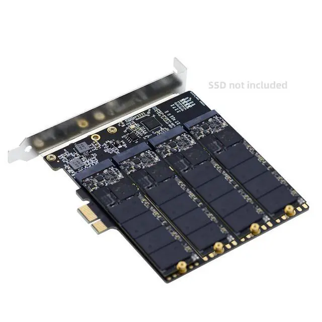 Alt view image 7 of 7 - PCI-E 1X to Four NGFF B/M-Key SSD Mainboard Desktop Adapter Converter SSD Card Compatible with 4x/8x/16x