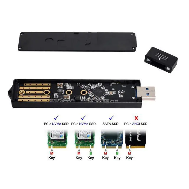 Alt view image 3 of 7 - USB 3.0 to NVME M-Key M.2 NGFF SATA SSD External PCBA Case Conveter Adapter RTL9210B Chipset