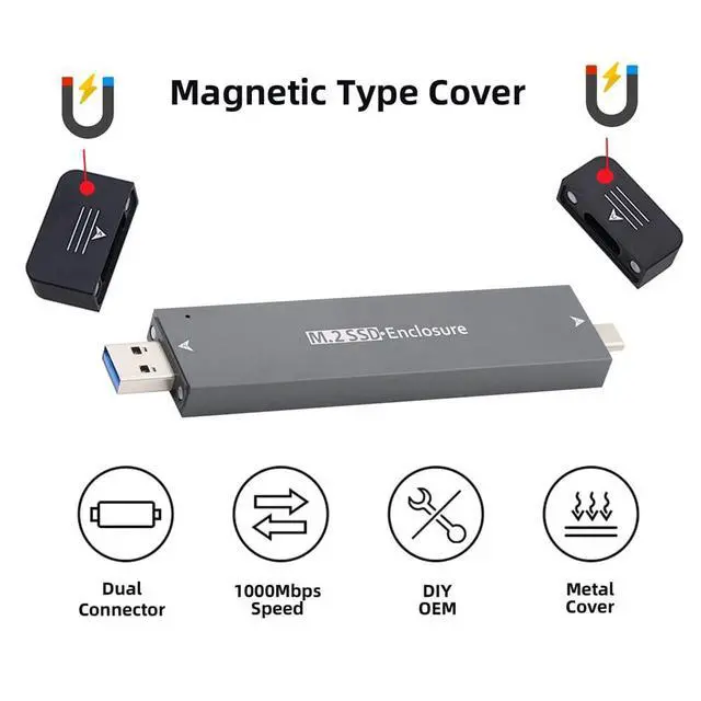 Alt view image 6 of 7 - Combo Type-C & USB3.0 to NVME M-Key M.2 NGFF SATA SSD PCBA Case 2280/2242/2230mm Adapter RTL9210B Chipset