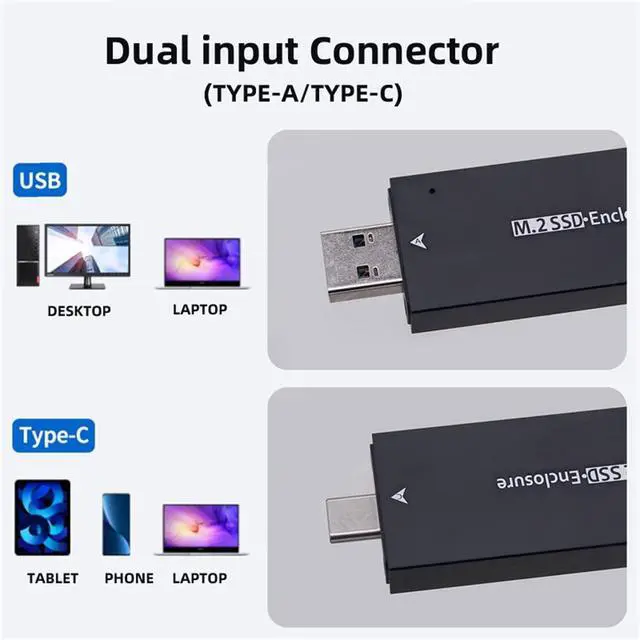 Alt view image 7 of 7 - Combo Type-C & USB3.0 to NVME M-Key M.2 NGFF SATA SSD PCBA Case 2280/2242/2230mm Adapter RTL9210B Chipset