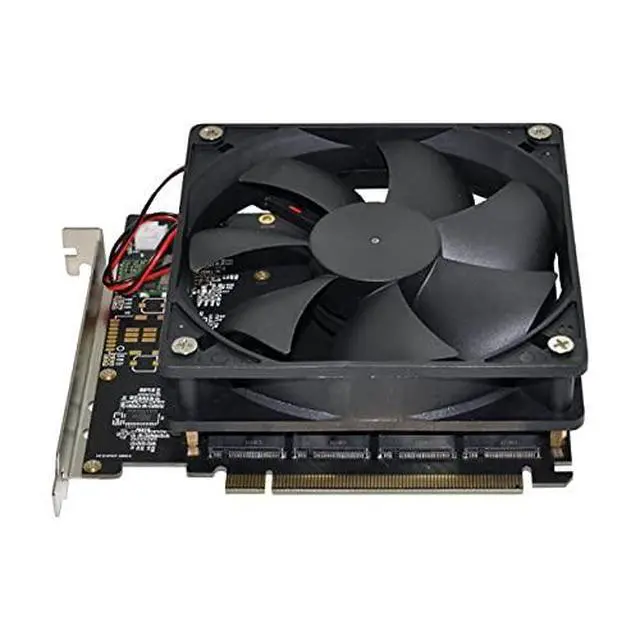Alt view image 2 of 7 - 4X NVME M.2 AHCI to PCI-E Express 3.0 Gen3 X16 Raid Card with Fan VROC Raid0 Hyper Adapter