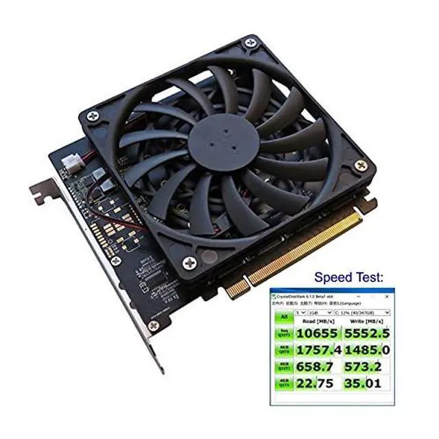 Alt view image 4 of 7 - 4X NVME M.2 AHCI to PCI-E Express 3.0 Gen3 X16 Raid Card with Fan VROC Raid0 Hyper Adapter