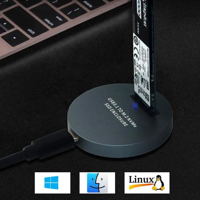 Alt view image 6 of 7 - USB 3.1 USB-C to NVME M-Key M.2 NGFF SSD External PCBA Conveter Adapter Vertical Type Black Color