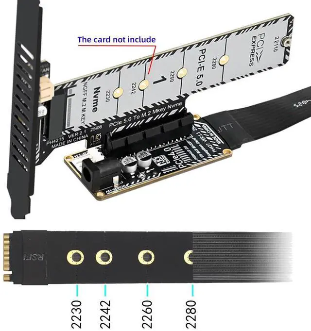 Alt view image 7 of 7 - M.2 M-Key NVMe NGFF to PCI-E X1 X4 X8 X16 Cable Graphics Card Extension Adapter PCI-Express for M2 2260 2280