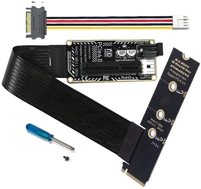 Main image of M.2 M-Key NVMe NGFF to PCI-E X1 X4 X8 X16 Cable Graphics Card Extension Adapter Right Angled PCI-Express for M2 2260 2280