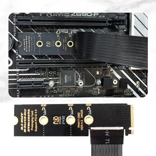 Alt view image 7 of 7 - M.2 M-Key NVMe NGFF to PCI-E X1 X4 X8 X16 Cable Graphics Card Extension Adapter Right Angled PCI-Express for M2 2260 2280