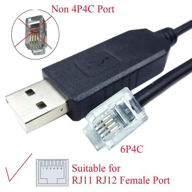 Alt view image 2 of 4 - USB to RJ11 RJ12 Control Cable for Celestron Nexstar eq6 PC Link to Hand-Controller RS232 Serial Converter Cable