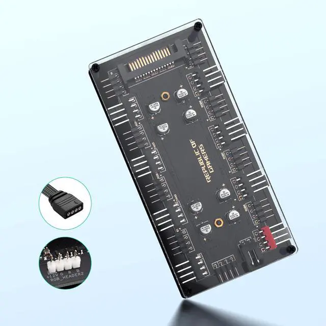 Alt view image 7 of 7 - 8-Channel Dual-Function 12V 4-Pin + 4-Pin PWM ARGB Fan Hub 2510 4-Pin Fan Connector 2.54mm 4P-4Pin ARGB Interface