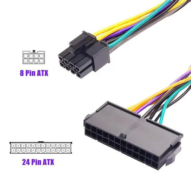 Alt view image 2 of 7 - ATX 24-Pin to ATX 8-Pin Power Supply Adapter Cable for DELL Optiplex 3020/7020/9020 & Precision T1700 Compatible with DELL Motherboards H61 H81 Q77 Q87 B75 A75 Q75 Q65 13in/33cm