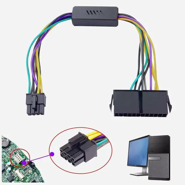 Alt view image 3 of 7 - ATX 24-Pin to ATX 8-Pin Power Supply Adapter Cable for DELL Optiplex 3020/7020/9020 & Precision T1700 Compatible with DELL Motherboards H61 H81 Q77 Q87 B75 A75 Q75 Q65 13in/33cm