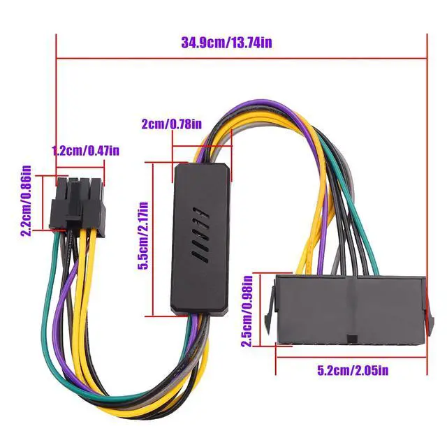 Alt view image 6 of 7 - ATX 24-Pin to ATX 8-Pin Power Supply Adapter Cable for DELL Optiplex 3020/7020/9020 & Precision T1700 Compatible with DELL Motherboards H61 H81 Q77 Q87 B75 A75 Q75 Q65 13in/33cm