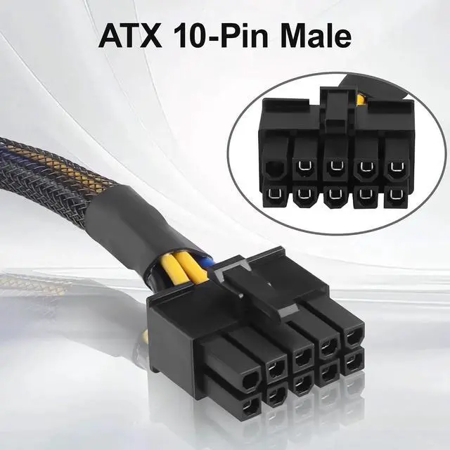 Alt view image 2 of 7 - ATX 24 Pin to 10 Pin Power Adapter Cable (18AWG Copper, Braided Sleeve) - 30cm Converter for 10-Pin Motherboard Power Supply(33cm/13.0in)